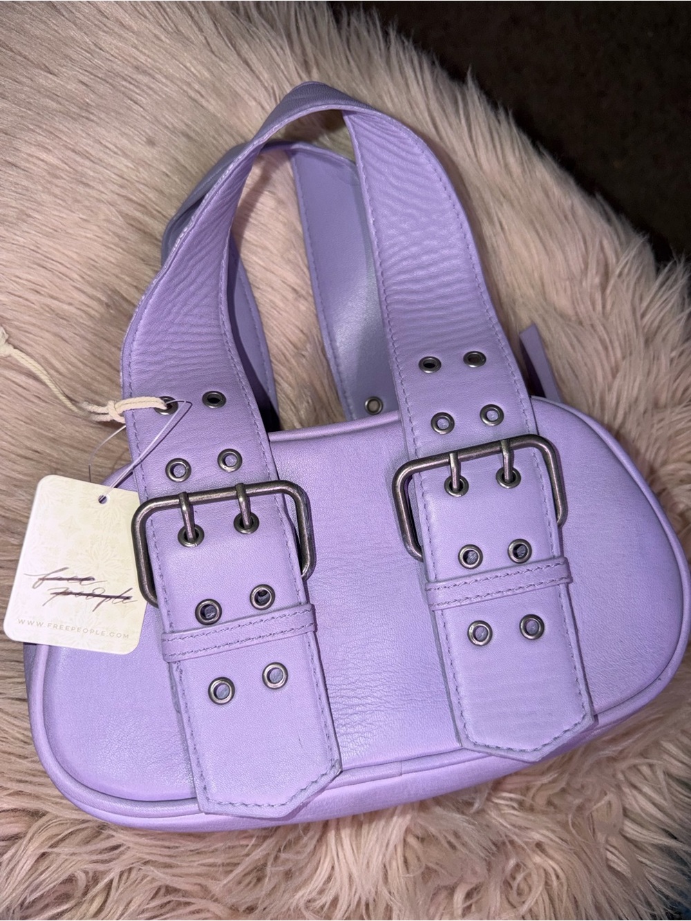 Free People Lavender Buckle Strap Women's Shoulder Bag NWT